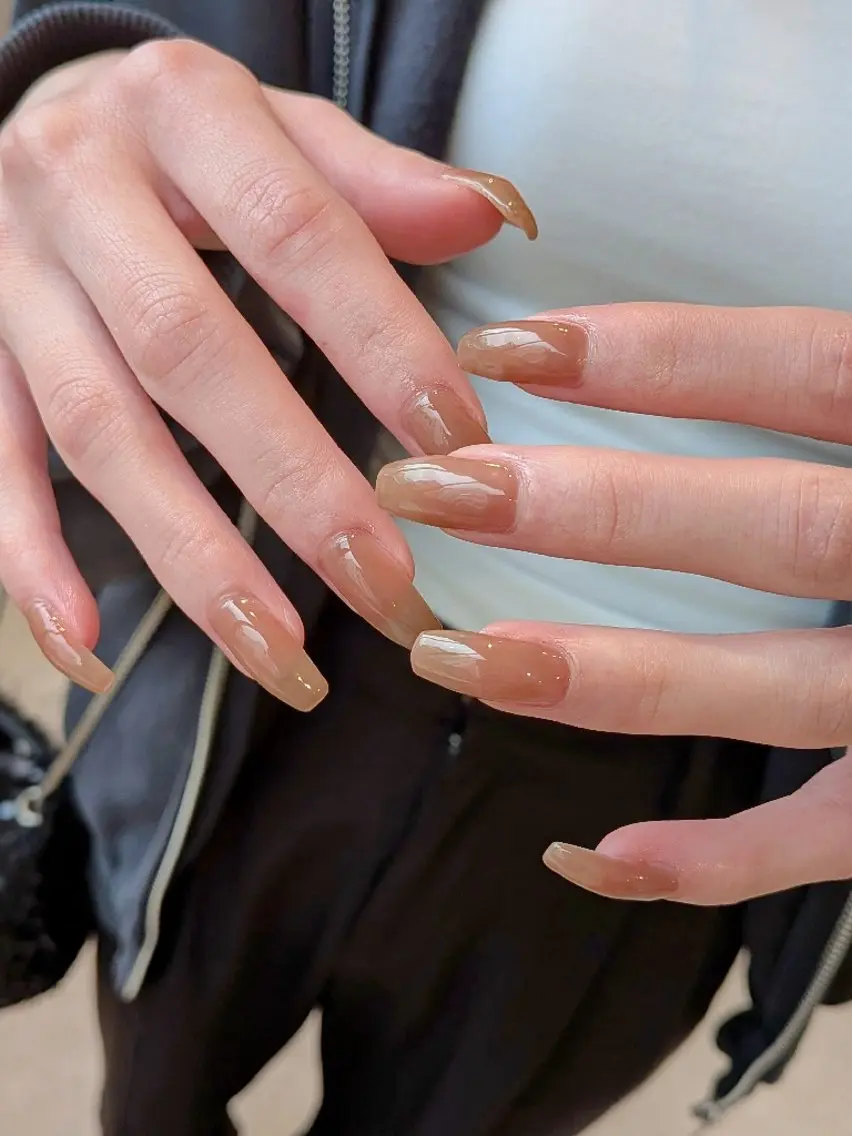 ネイル ブラウン ワンカラーネイル miel nail mayaのネイルデザイン