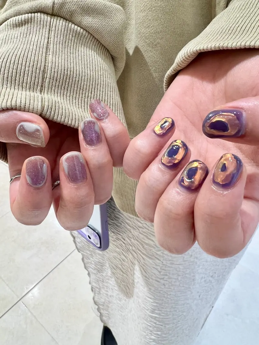 ネイル 長さ出し ニュアンスネイル オフィスネイル シンプルネイル ハンドネイル 【池袋】nuts nail なつみのネイルデザイン