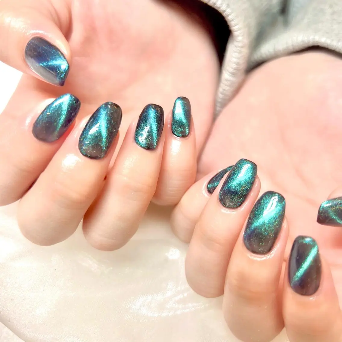 ネイル アートネイル オーロラネイル ジェルネイル 韓国ネイル ロングネイル ハンドネイル clover nailのネイルデザイン