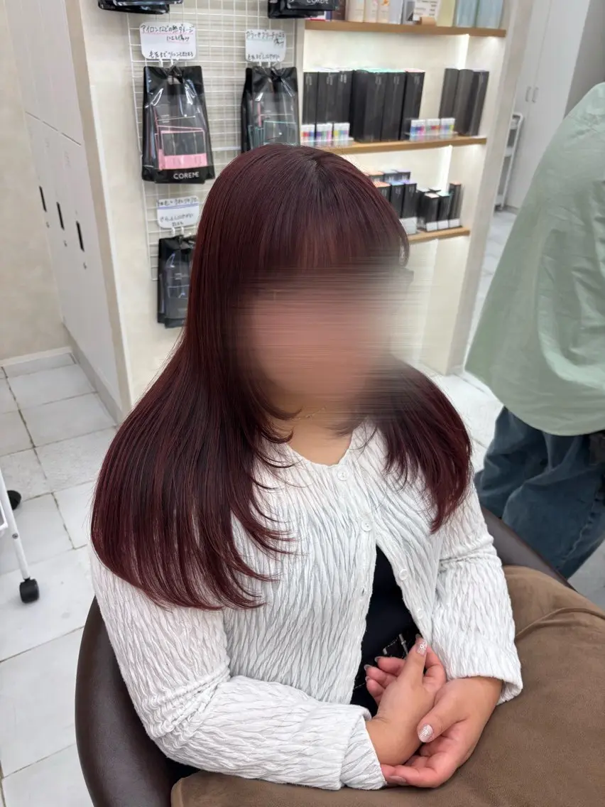 ロング カラー ブリーチ ブリーチなしカラー レッドカラー ヘアカラー トリートメント ブリーチなしカラー/ 暖色カラー/艶カラーのヘアスタイル
