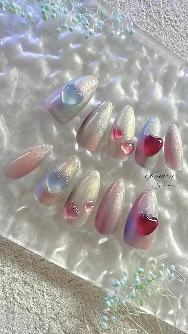 ネイル アートネイル ジェルネイル ハート マグネットネイル La ala nailのネイルデザイン