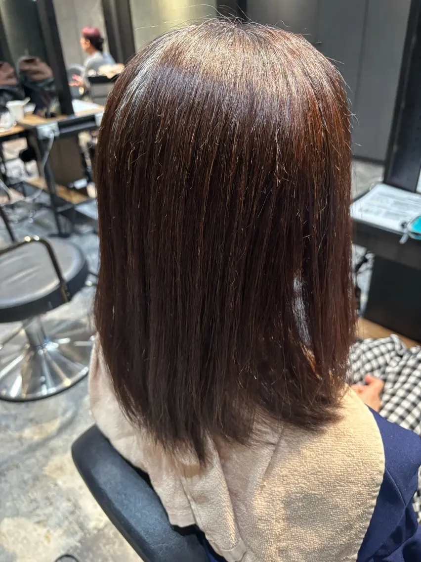 ミディアム 縮毛矯正/カラー みかみれんのヘアスタイル