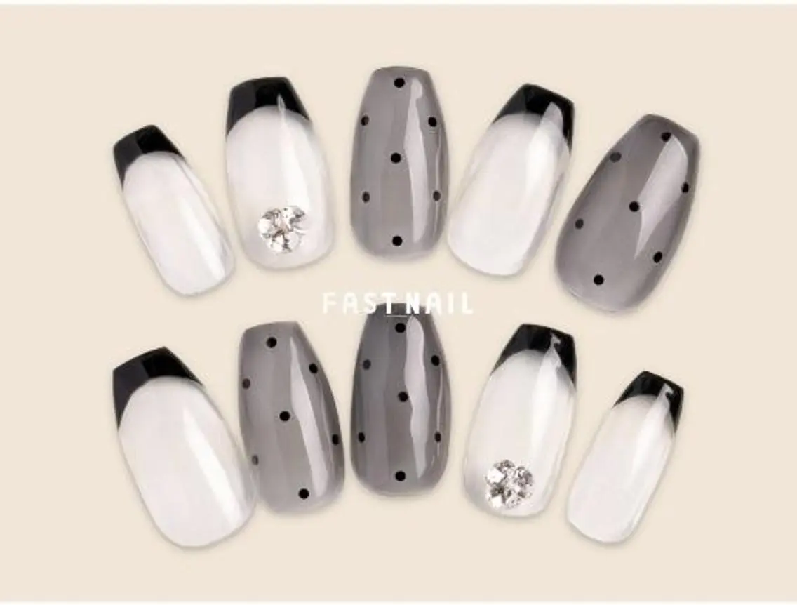 ネイル ドット 春ネイル ストーンネイル ワンホンネイル FASTNAIL 立川店のネイルデザイン