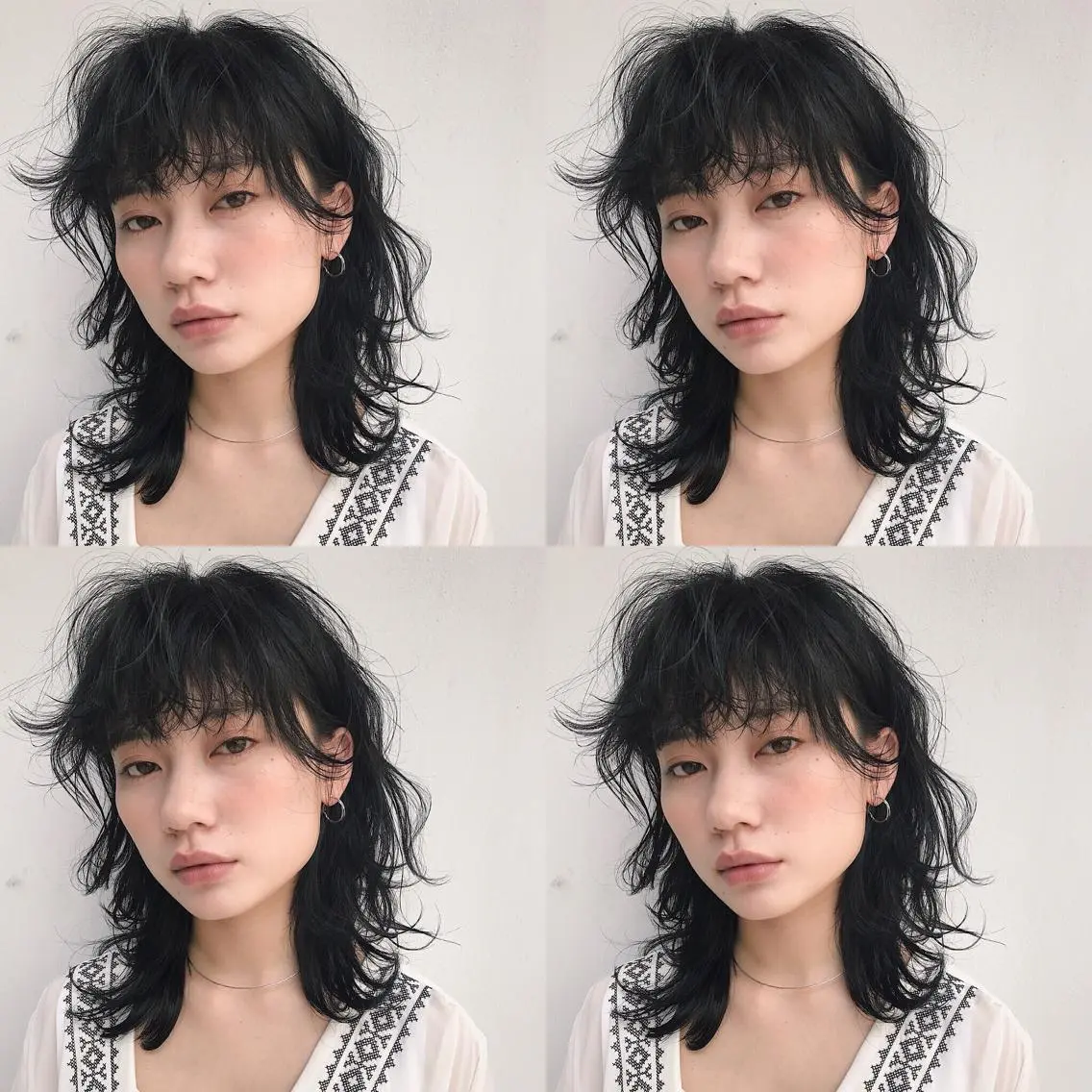 ミディアム カラー パーマ ヘアアレンジ ミディアムパーマ 松田 亮葉のヘアスタイル