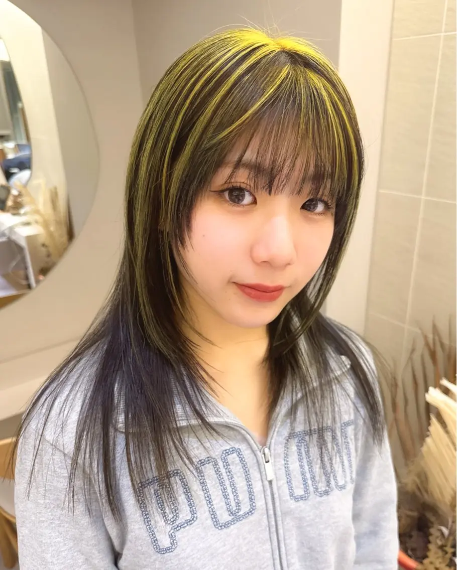 ミディアム カラー デザインカラー デザインカット カット ヘアカラー トリートメント HIBIKI/原宿 ハッシュカット🪄のヘアスタイル