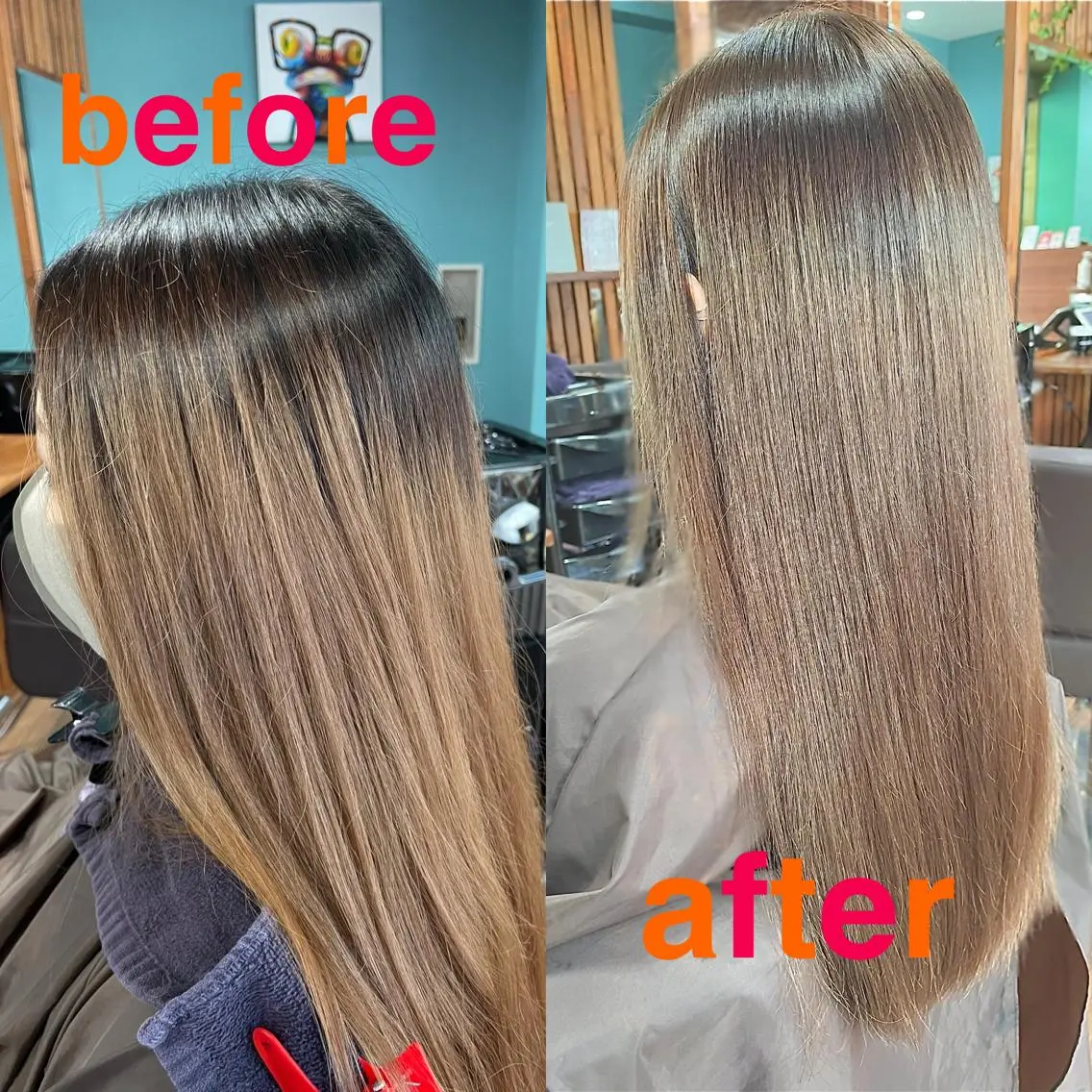 ロング カラー カット ヘアカラー トリートメント 髪質改善×潤艶カラー ⭐️岡田崇彰のヘアスタイル