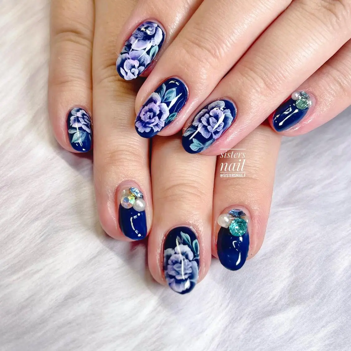 ネイル アートネイル ネイビー シンプルネイル sisters nail.fのネイルデザイン