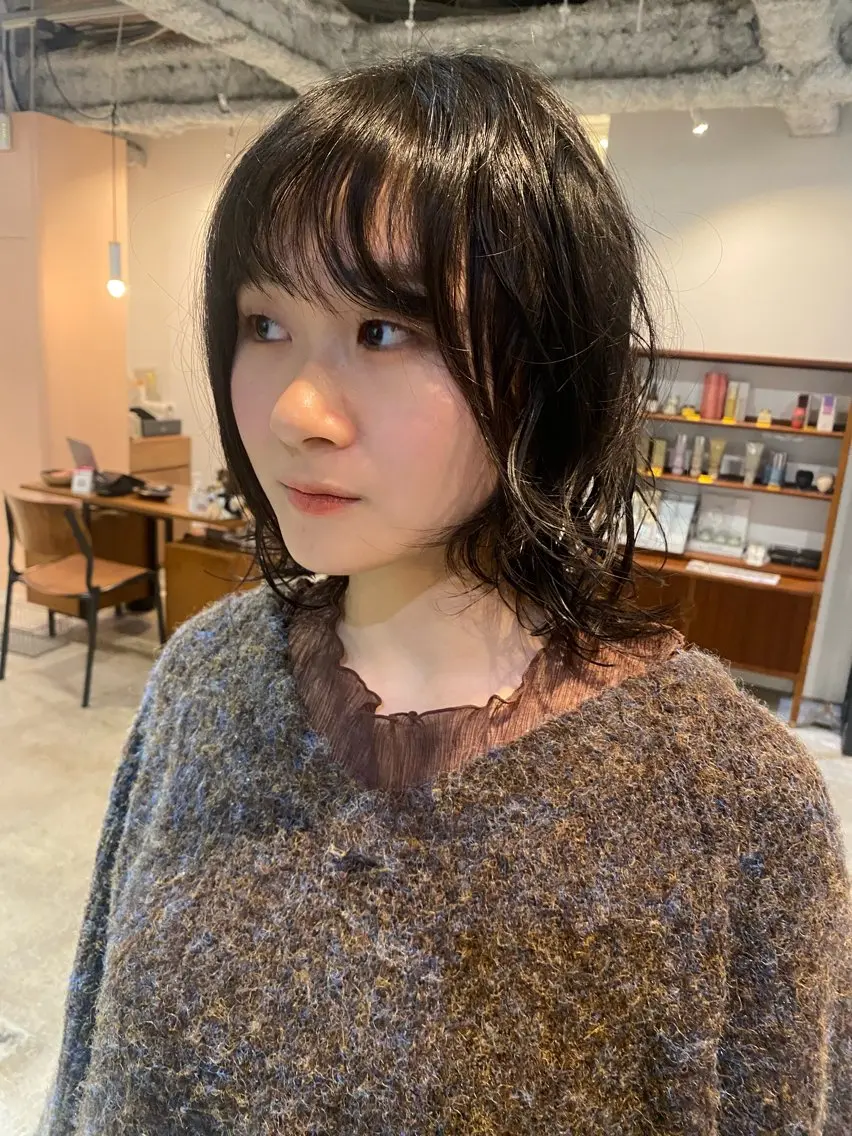 ミディアム カラー パーマ カット パーマ トリートメント Hayashi Shioriのヘアスタイル