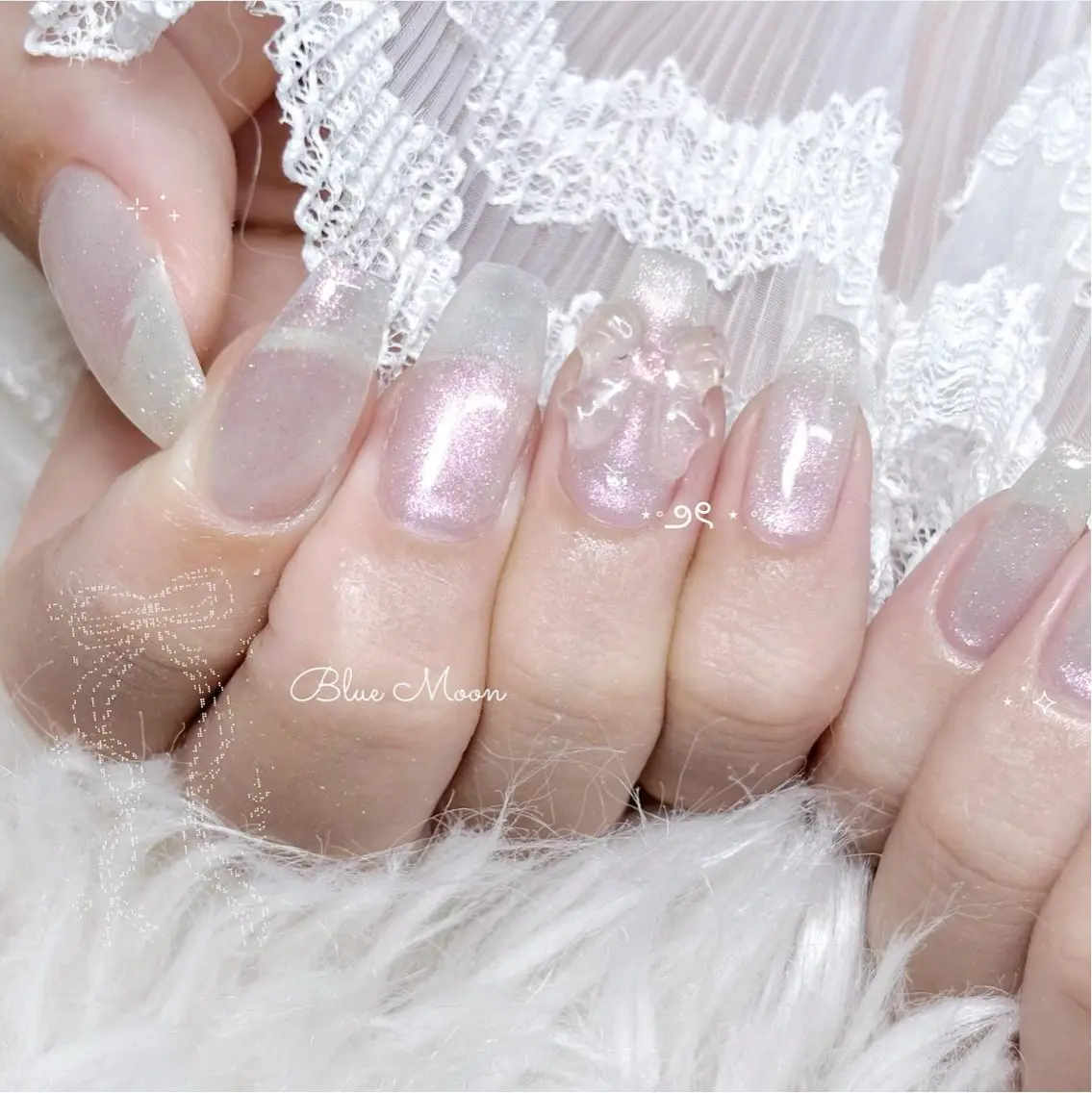 ネイル リボン ハンドネイル フットネイル ハンドケア nail salon Blue Moonのネイルデザイン