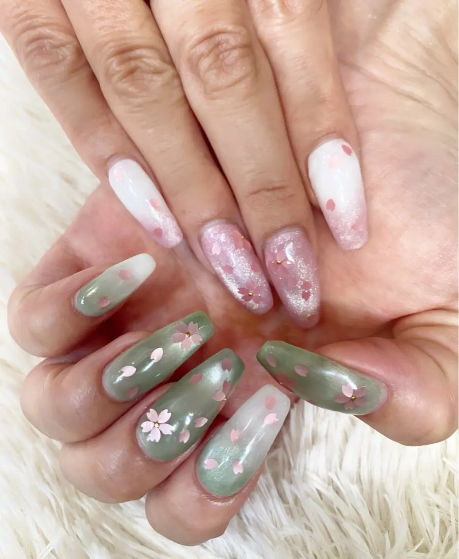 ネイル 桜ネイル 春ネイル ハンドネイル ネイルサロン nail_upのネイルデザイン