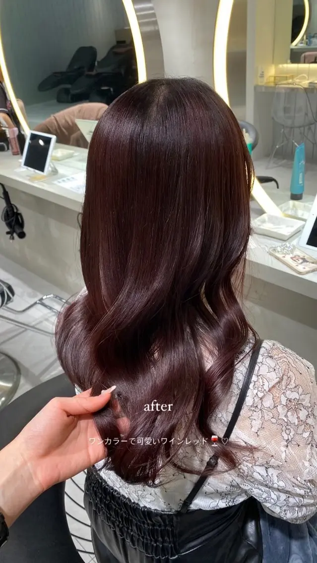 カラー レッドカラー ヘアカラー トリートメント ユナ hearts.店長のヘアスタイル