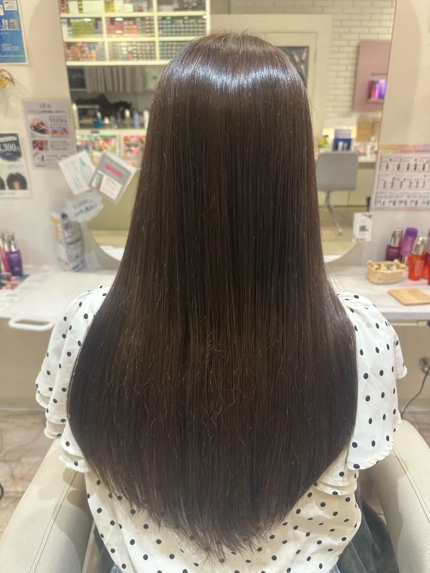 ロング くせ毛 縮毛矯正 愛羅 /ブリーチワンカラーのヘアスタイル