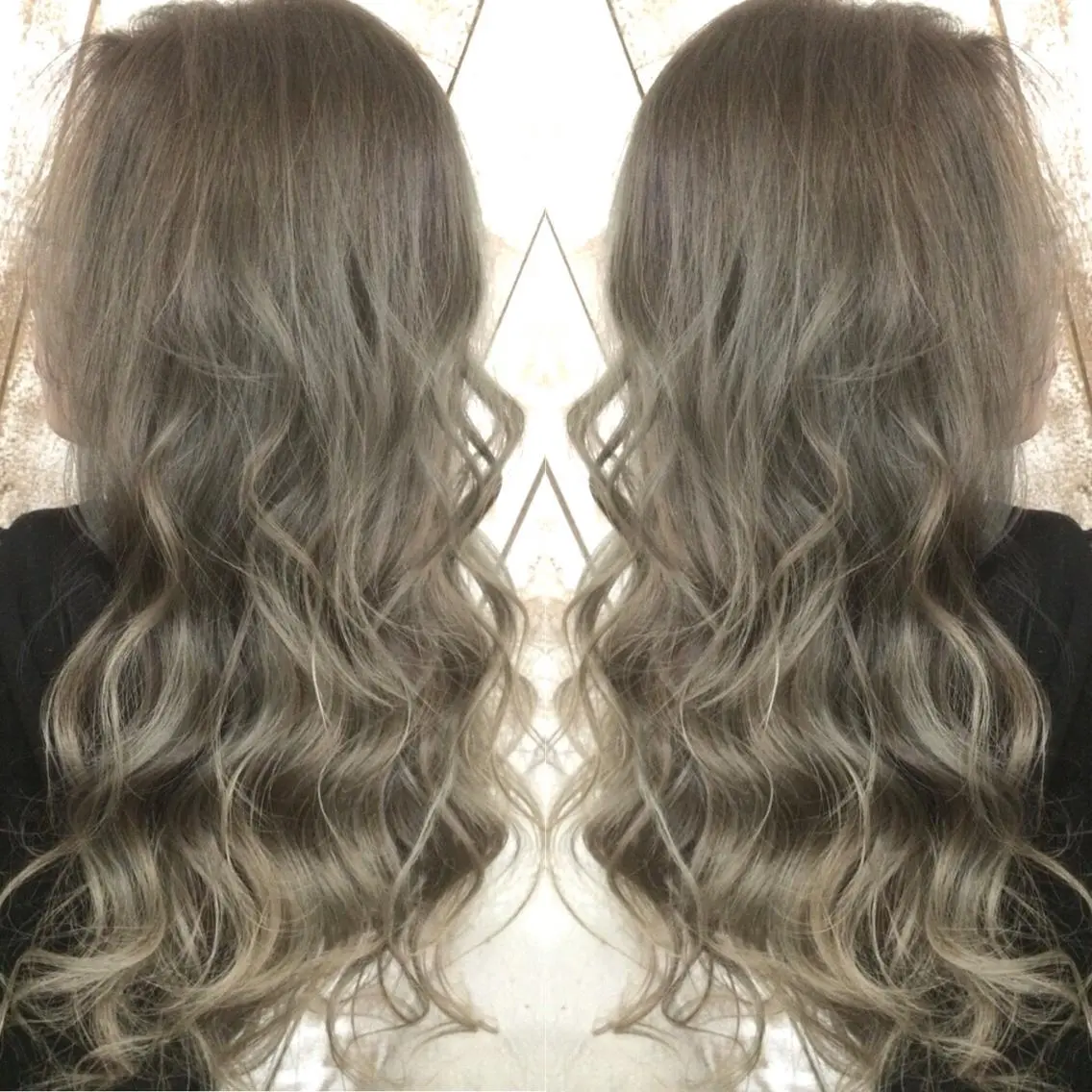 ロング カラー ハイライトカラー シルバー 3Dハイライト ハイライト ヘアカラー トリートメント 井上 一平のヘアスタイル