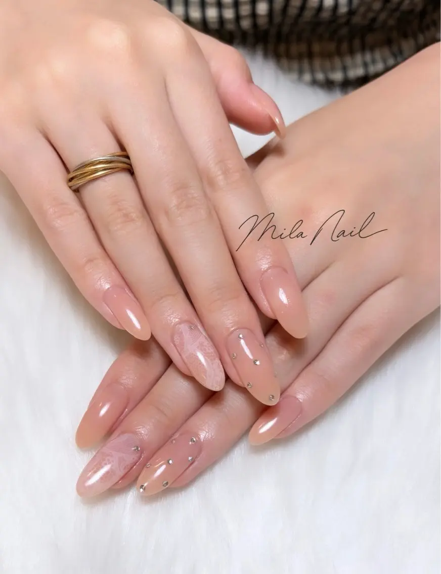 ネイル レース ピンク ハンドネイル Mila Nailのネイルデザイン