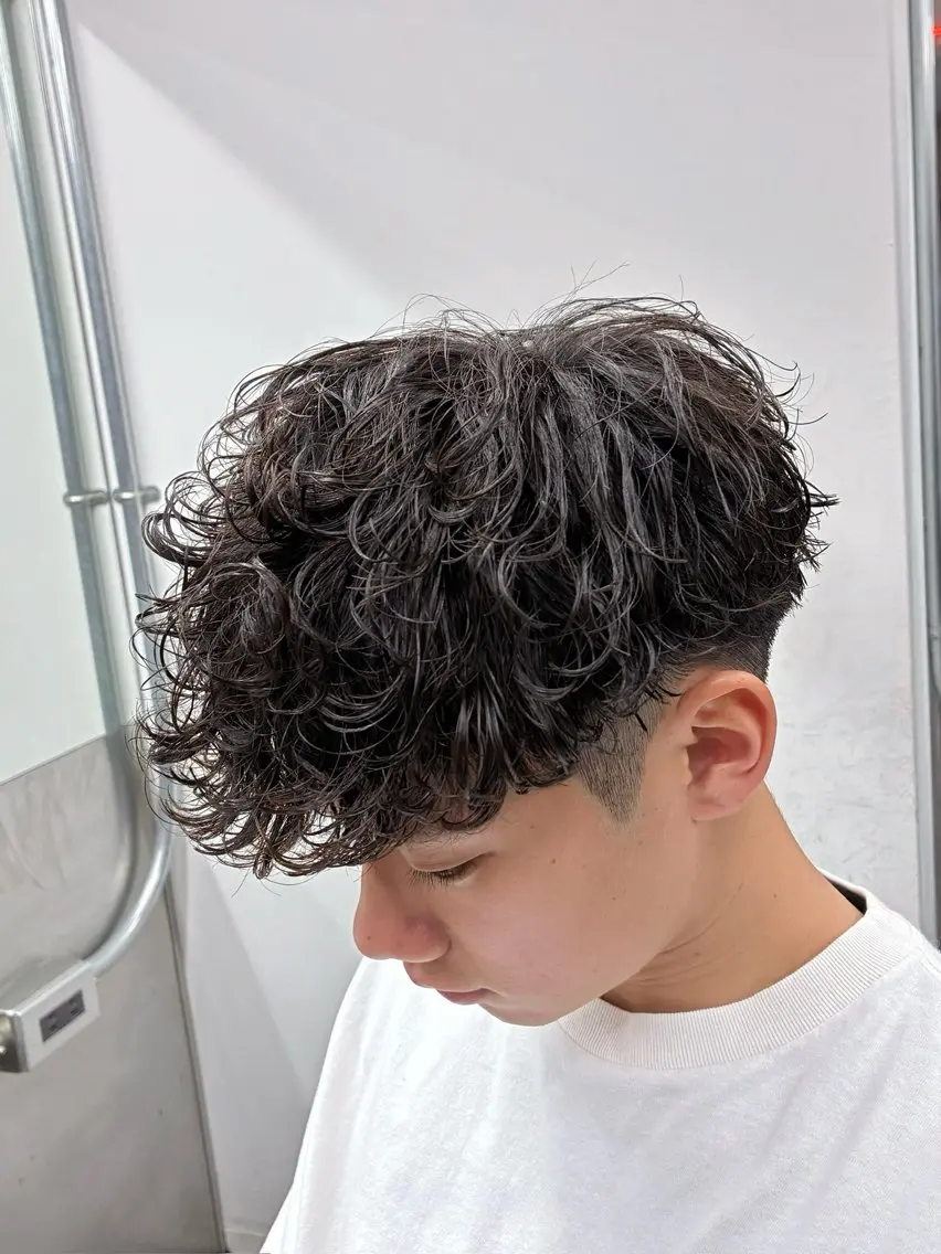 ショート パーマ メンズ スペインカール カット パーマ トリートメント ヘアセット 💈メンズパーマ特化 💈颯太のヘアスタイル