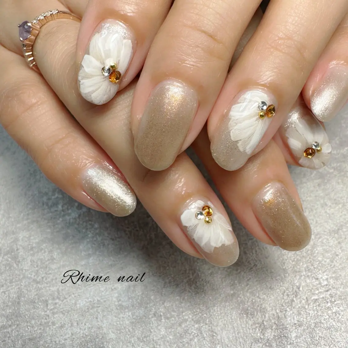 ネイル フラワーネイル マグネットネイル Rhime nail ライムネイルのネイルデザイン