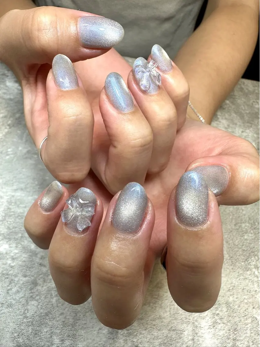 ネイル マグネットネイル リボン ハンドネイル nail campのネイルデザイン