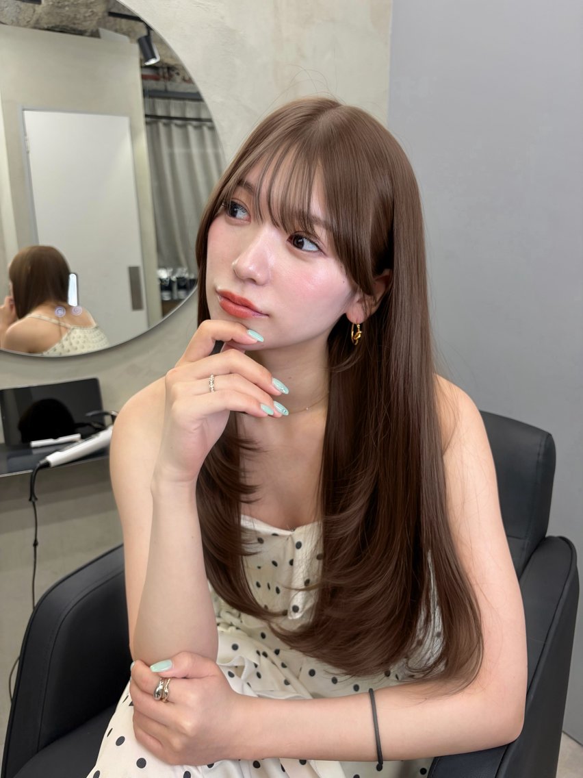 ミディアム カット ヘアカラー トリートメント 東新宿/韓国レイヤー 髪質改善/MaCoのヘアスタイル