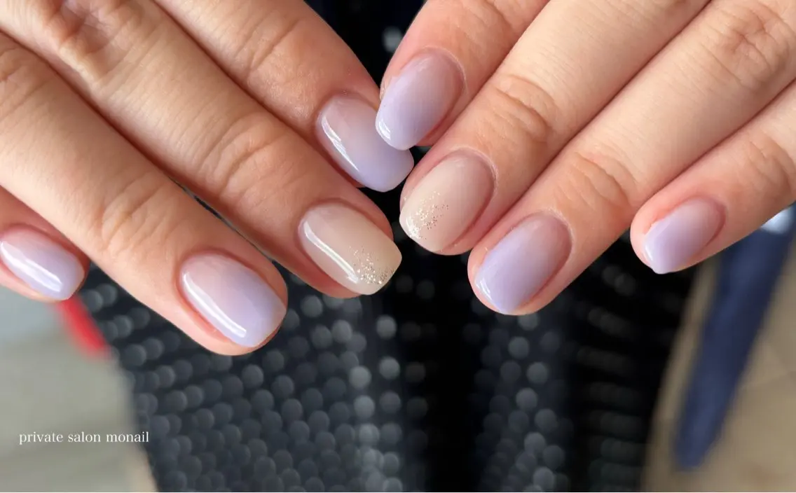 ネイル グラデーション オフィスネイル パープル ハンドネイル nail salon monailのネイルデザイン