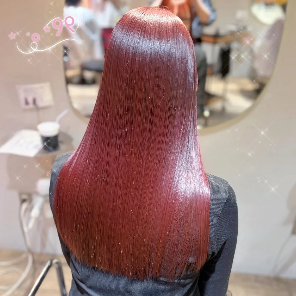 ロング カラー ブリーチ ボルドーカラー ブリーチなしカラー カット ヘアカラー 顔周り/ガーリー /ヘアメ/あつはのヘアスタイル