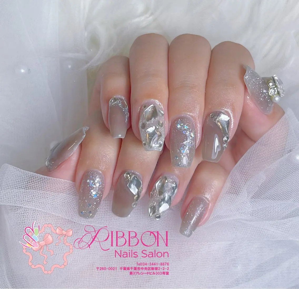 ネイル フットネイル フレンチネイル ジェルネイル マグネットネイル 持ち込み ハンドネイル Ribbonnail salonのネイルデザイン