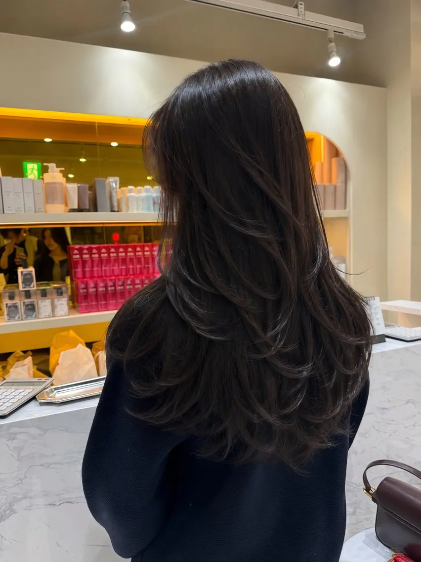 ロング カラー ヘアアレンジ オリーブカラー レイヤーカット 似合わせカット カット ヘアカラー トリートメント 髪質改善×レイヤー 🫧松野力也のヘアスタイル