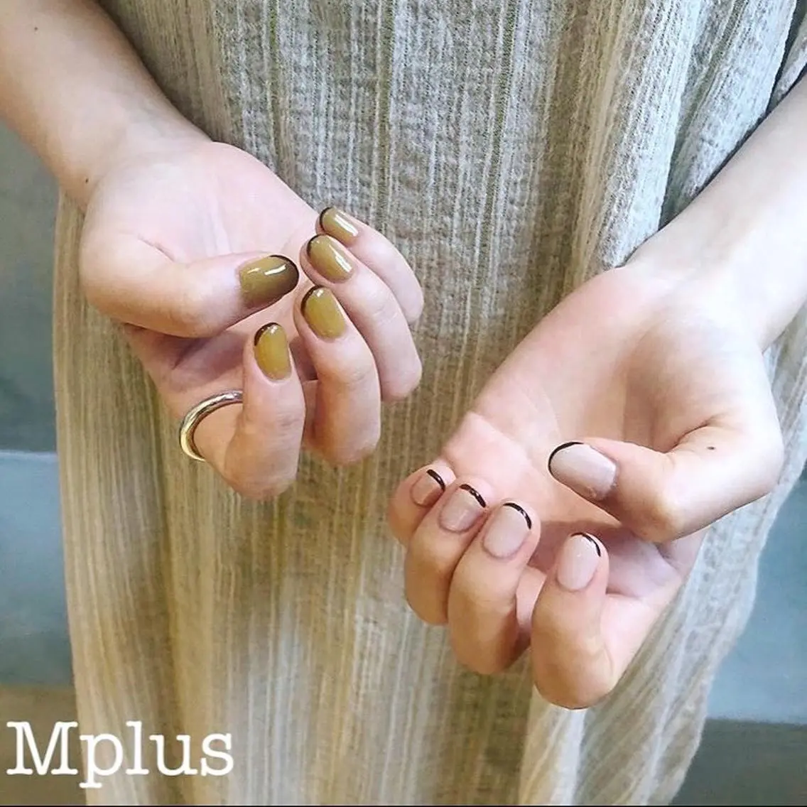 ネイル ブラウン フレンチネイル Mplus miyukiのネイルデザイン