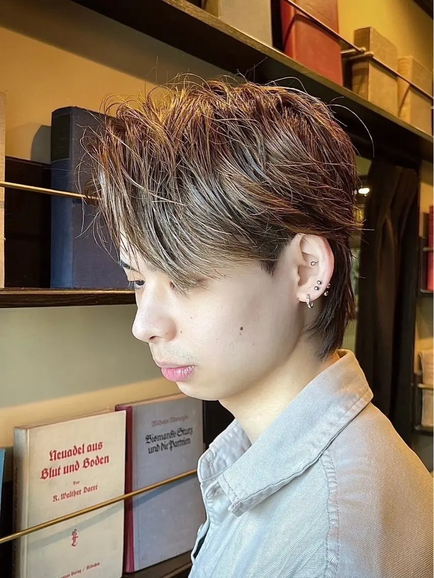 ミディアム メンズ カット ヘアカラー ヘアセット HIRO GINZA 銀座一丁目店のヘアスタイル