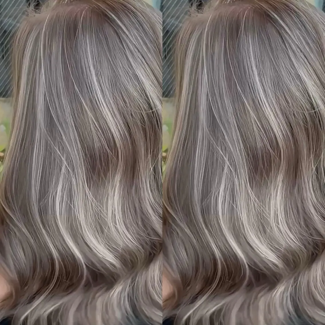 ロング カラー バレイヤージュ デザインカラー グレージュ ハイライトカラー ハイライト カット ヘアカラー トリートメント 表参道/ハイライト バレイヤージュのヘアスタイル