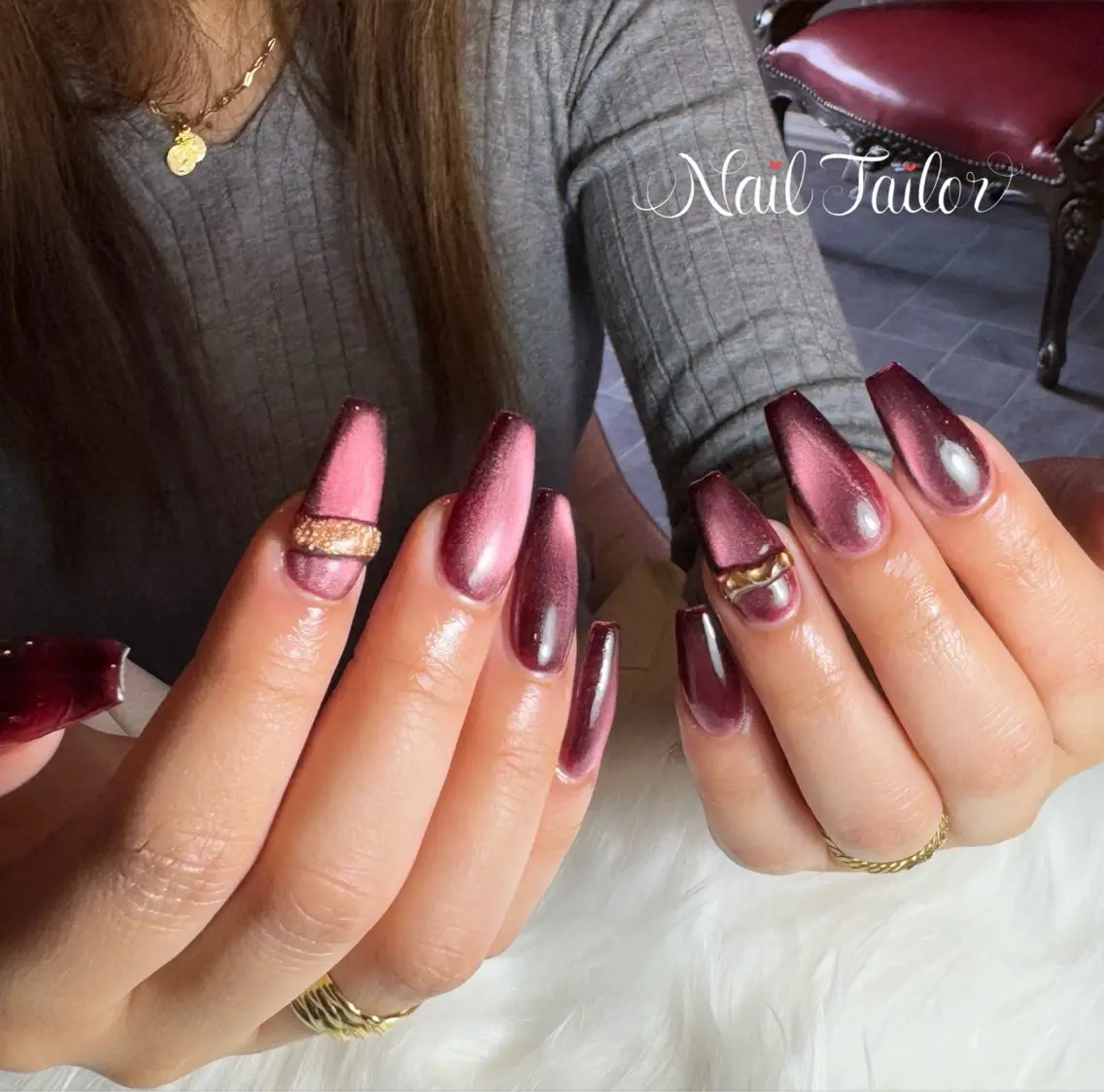 ネイル 長さ出し キラキラネイル マグネットネイル ワンカラーネイル スカルプネイル ハンドネイル NailTailor ネイルテイラーのネイルデザイン