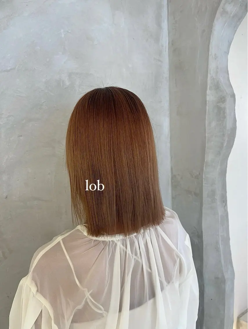 ミディアム カラー カット ヘアカラー トリートメント 切りっぱなしボブ/ 艶カラー/綾莉のヘアスタイル