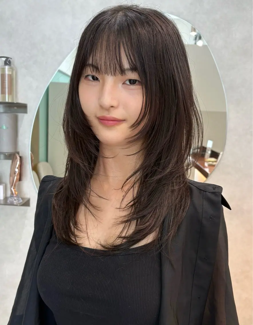 ロング 顔周りカット ハッシュカット ウルフカット カット ヘアカラー トリートメント Tsubasa/札幌 透明感カラー/メンズのヘアスタイル
