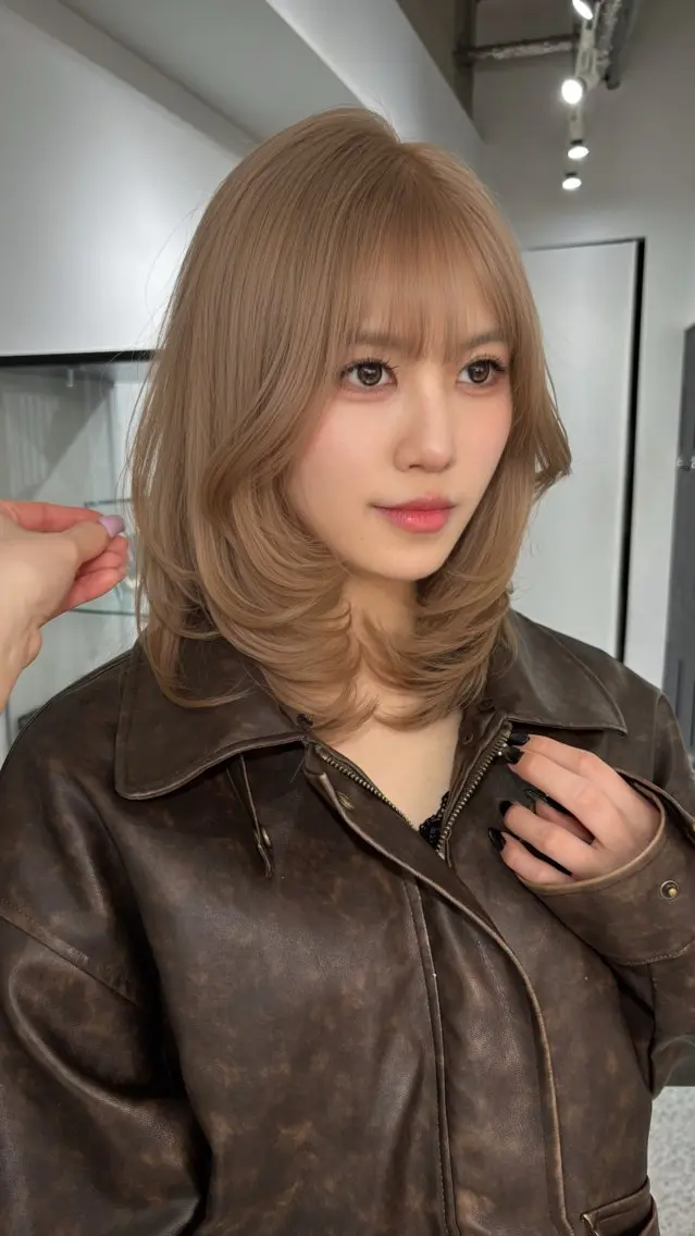 ミディアム レイヤーカット PELE  原宿 airiのヘアスタイル