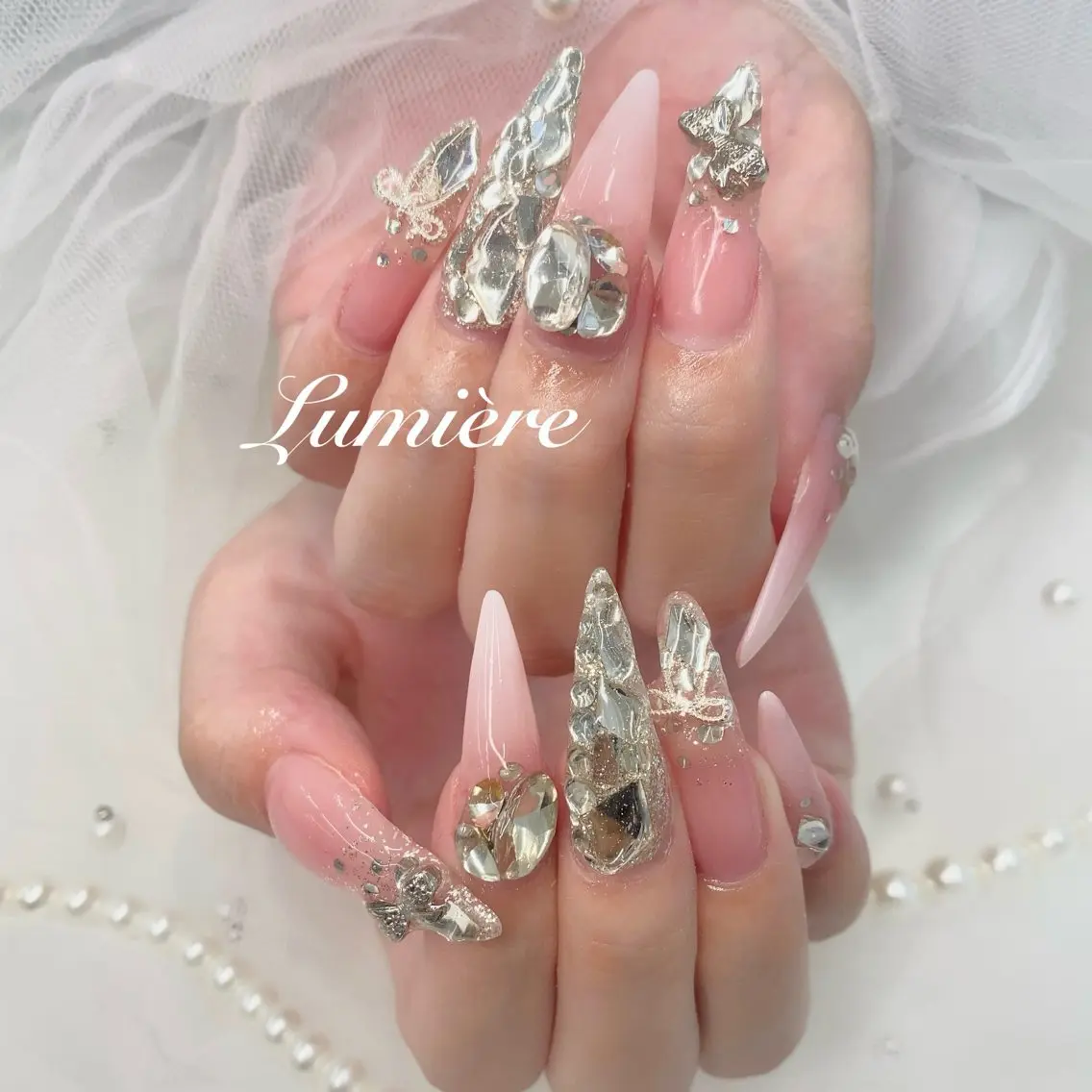 ネイル ロングネイル Lumière| ロング|ワンホンのネイルデザイン