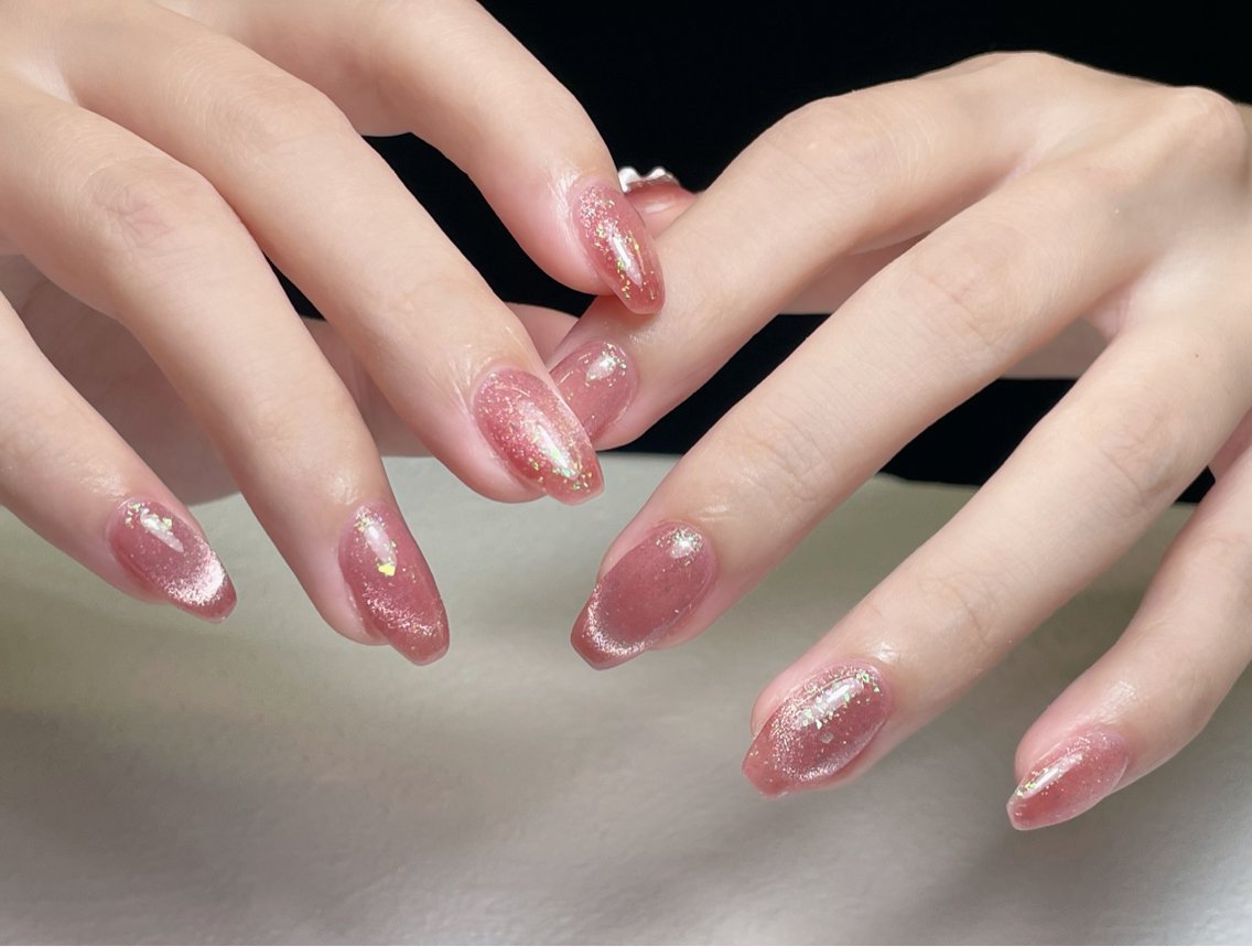 ネイル ボルドー ブラウン チークネイル 長さ出し フレンチネイル ハンドネイル MEO NAIL 中野①のネイルデザイン