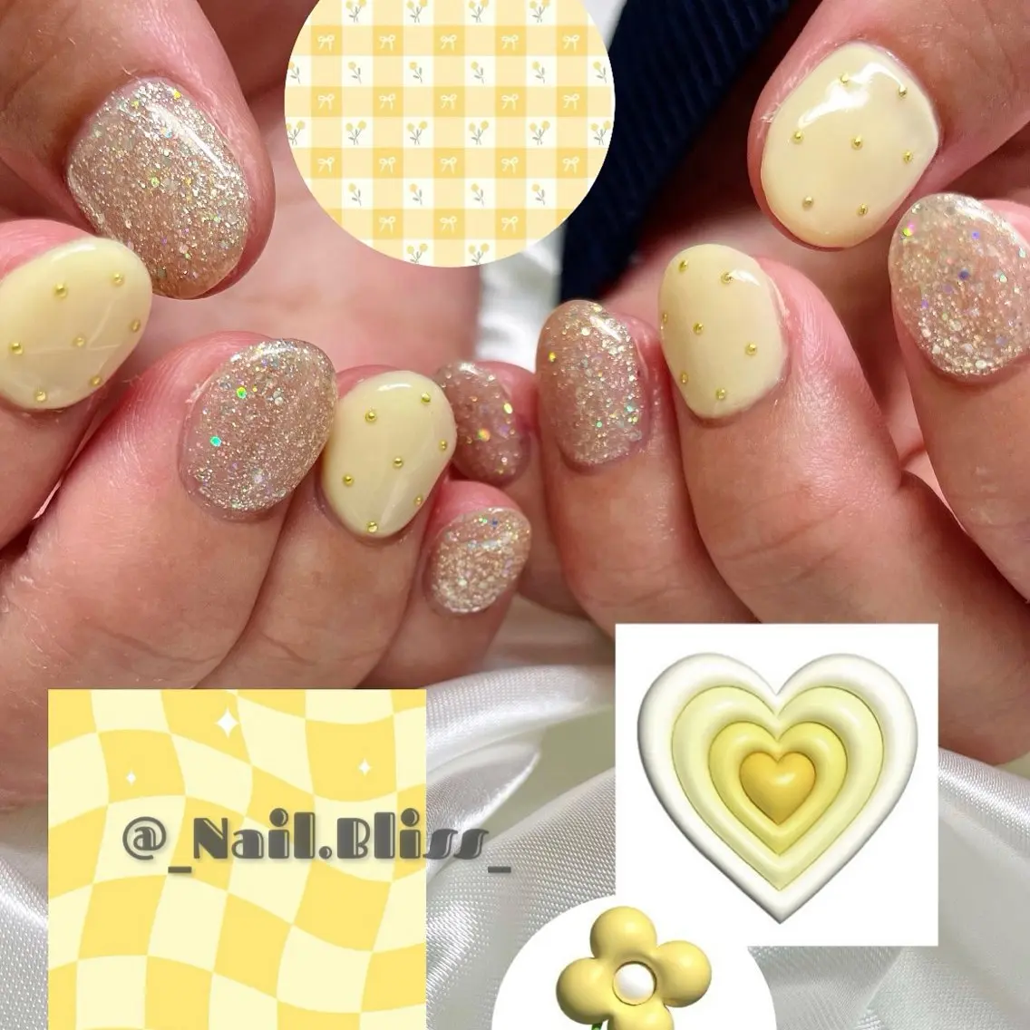 ネイル ドット 春ネイル 黄色 ハンドネイル NAIL BLISSのネイルデザイン