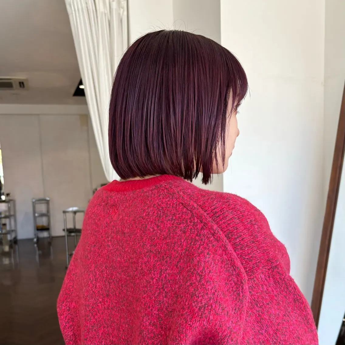 カラー ブリーチ ラベンダーカラー 髪質改善 的場 莉音のヘアスタイル