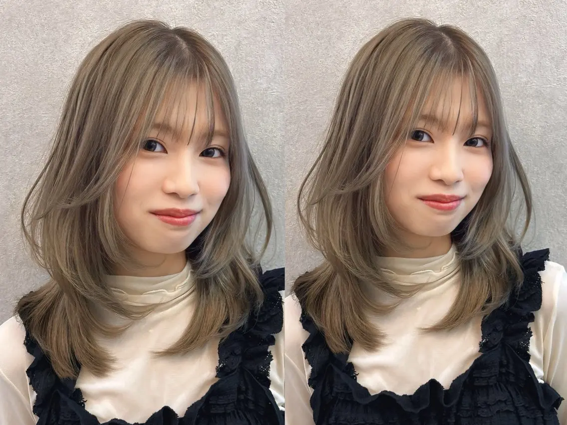 セミロング yui🎀ブリーチ なしベージュ／博多のヘアスタイル