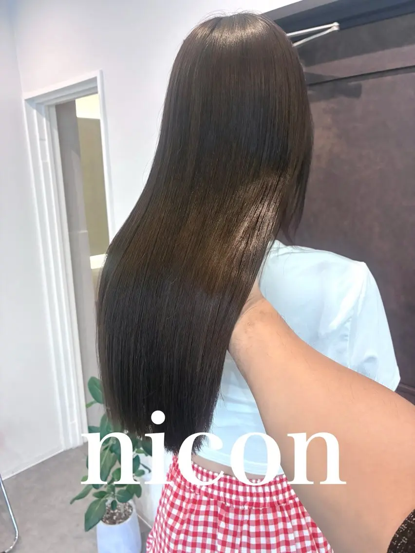 ロング カット 縮毛矯正 トリートメント 髪質改善カラー 縮毛矯正のヘアスタイル