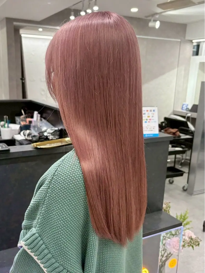 カラー ベージュカラー ピンクカラー ピンクベージュ Yoshiいろあそび 八王子/ハイトーンのヘアスタイル