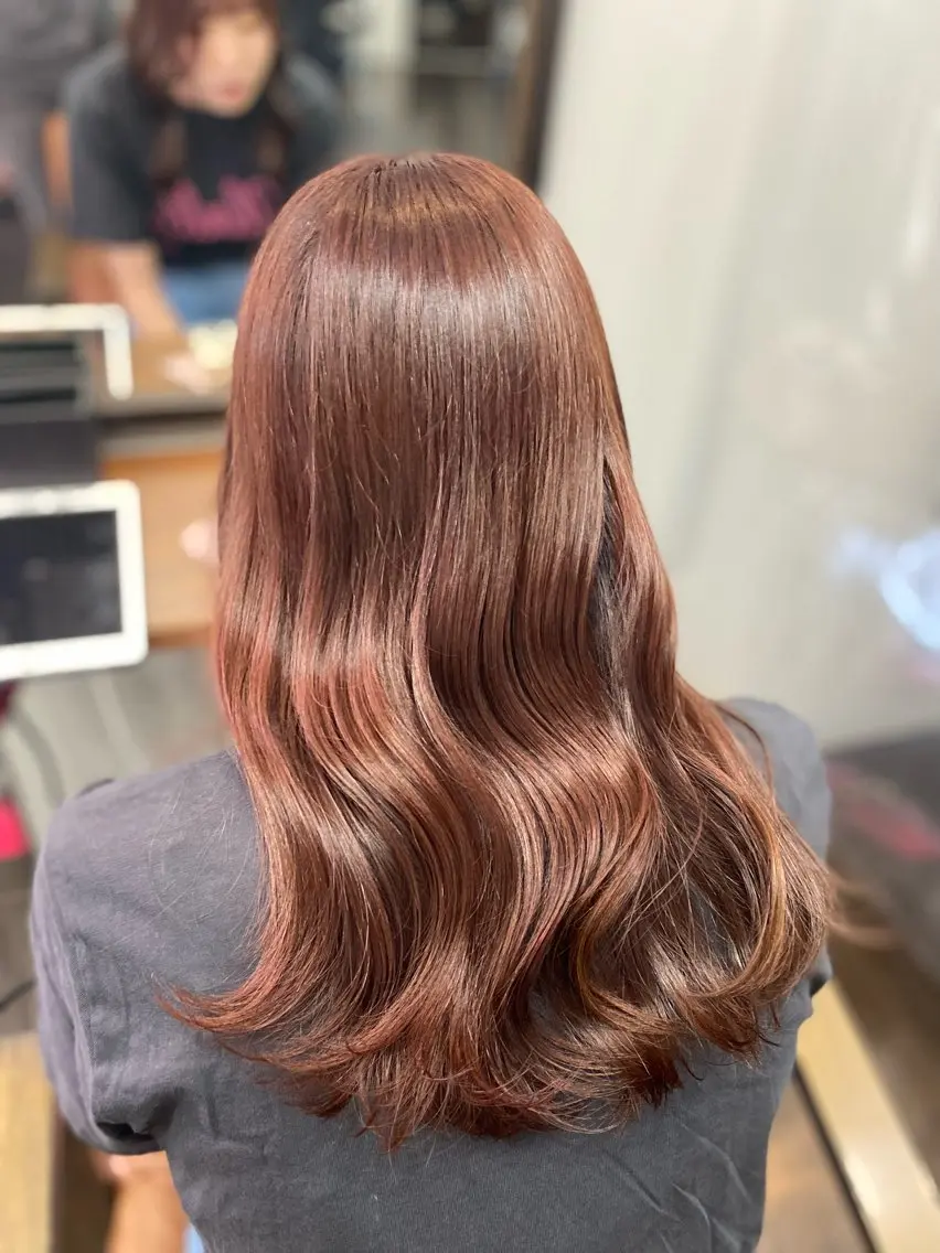 セミロング カラー ピンクカラー 透明感カラー名駅 名駅みゆのヘアスタイル