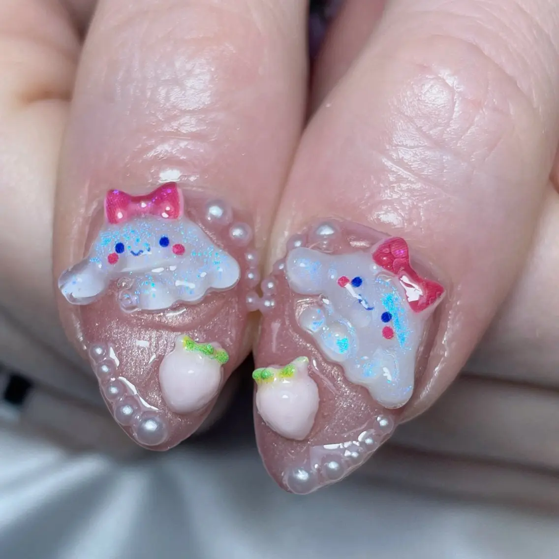 ネイル チークネイル 桜ネイル 長さ出し フットネイル ジェルネイル YURI NAILのネイルデザイン