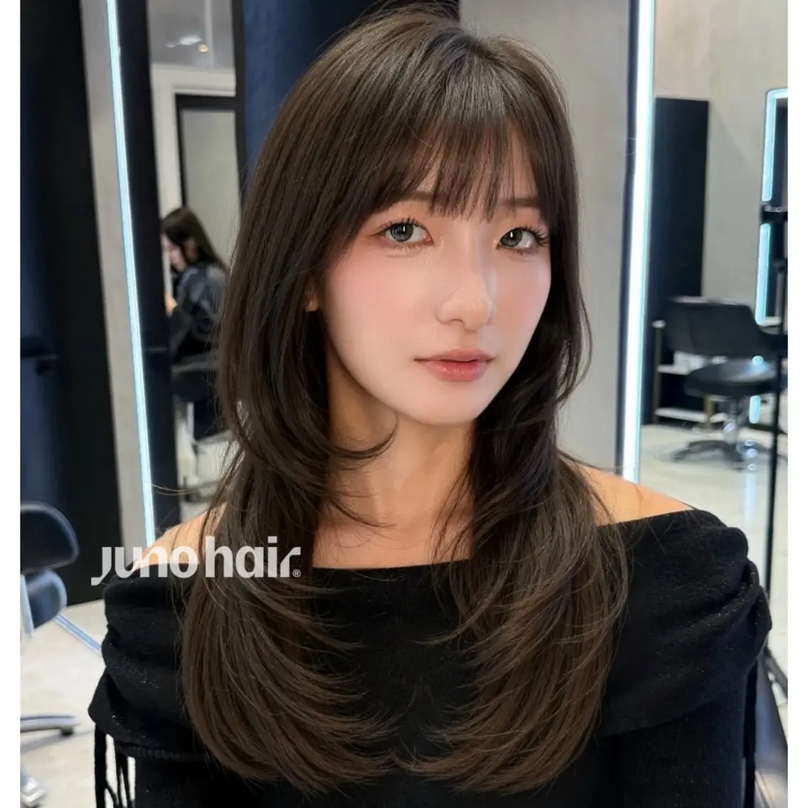 ロング カラー ヘアアレンジ 韓国風ヘア レイヤーカット 小顔カット 韓国レイヤー🪽 無重力パーマナツキのヘアスタイル