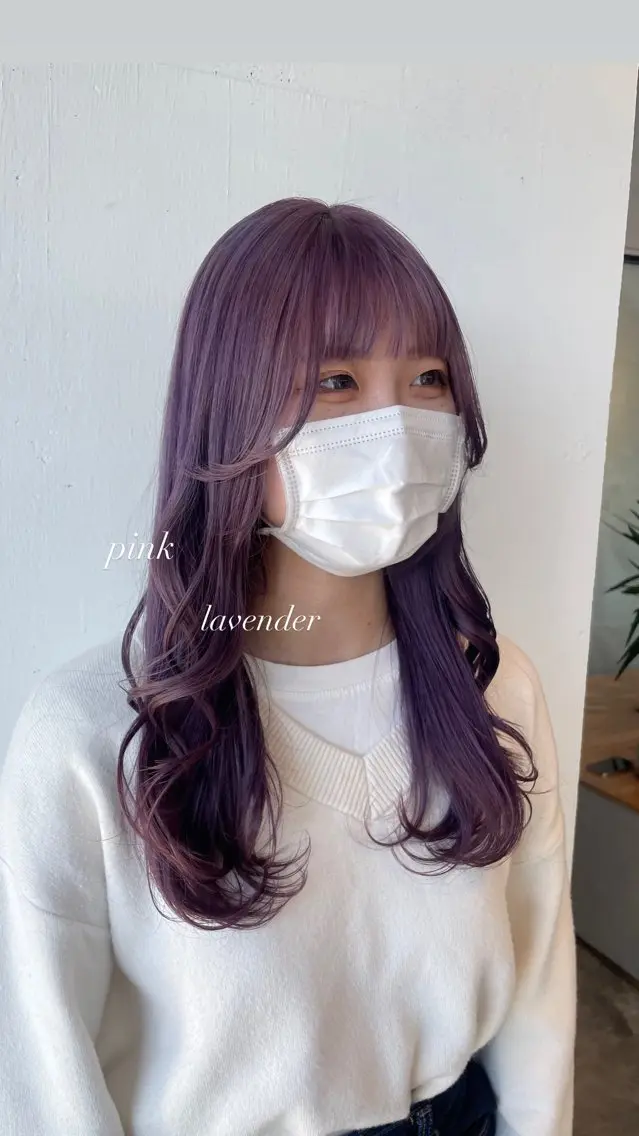 カラー ラベンダーカラー ラベンダーピンク ピンクカラー ヘアカラー ハイトーンカラー🩵 指名多数💗横山聖奈のヘアスタイル