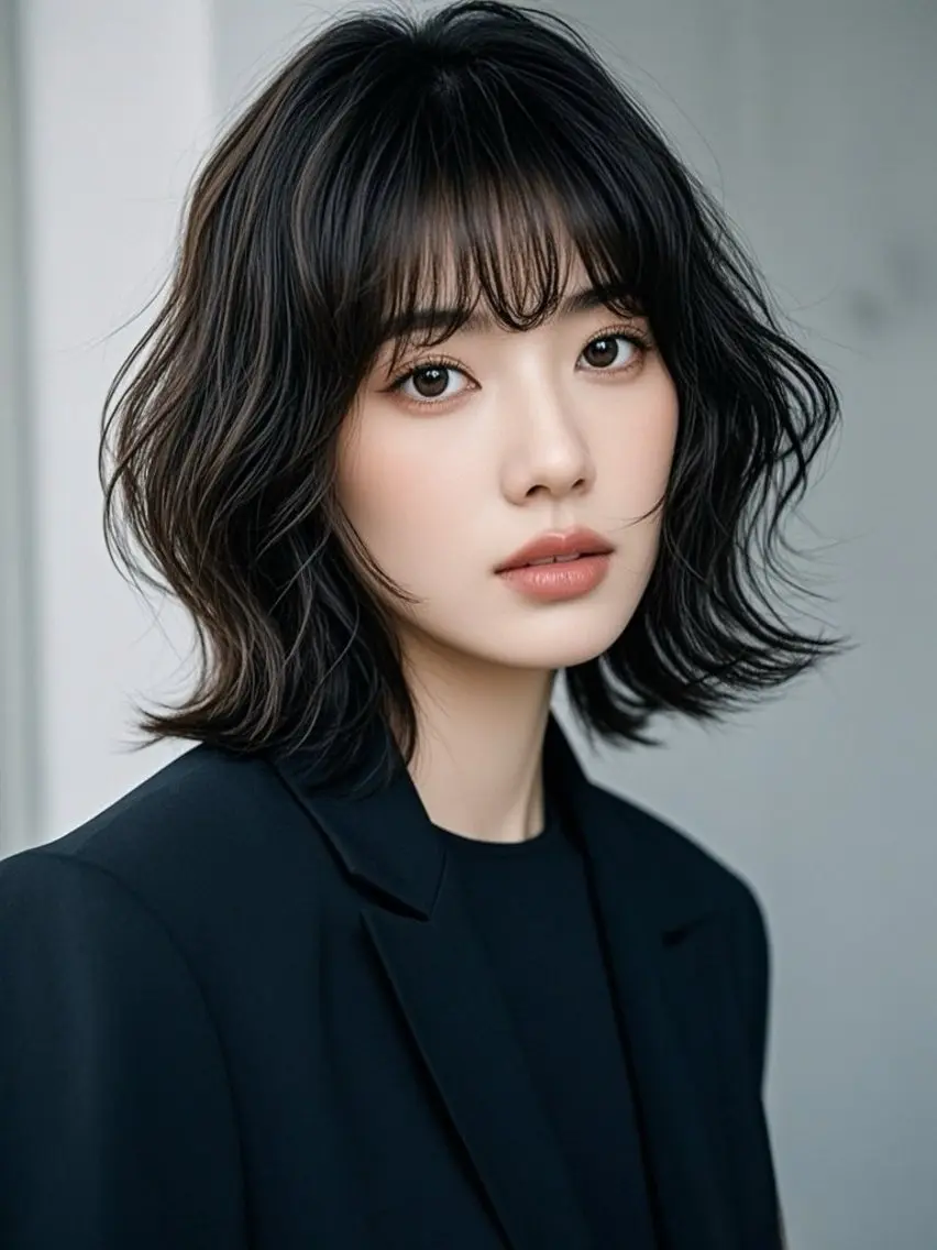 ミディアム ショートボブ ミディアムレイヤー ミディアムパーマ アッシュ ボブ カット ヘアカラー トリートメント ウルフカット 811 大阪梅田 ウルフのヘアスタイル