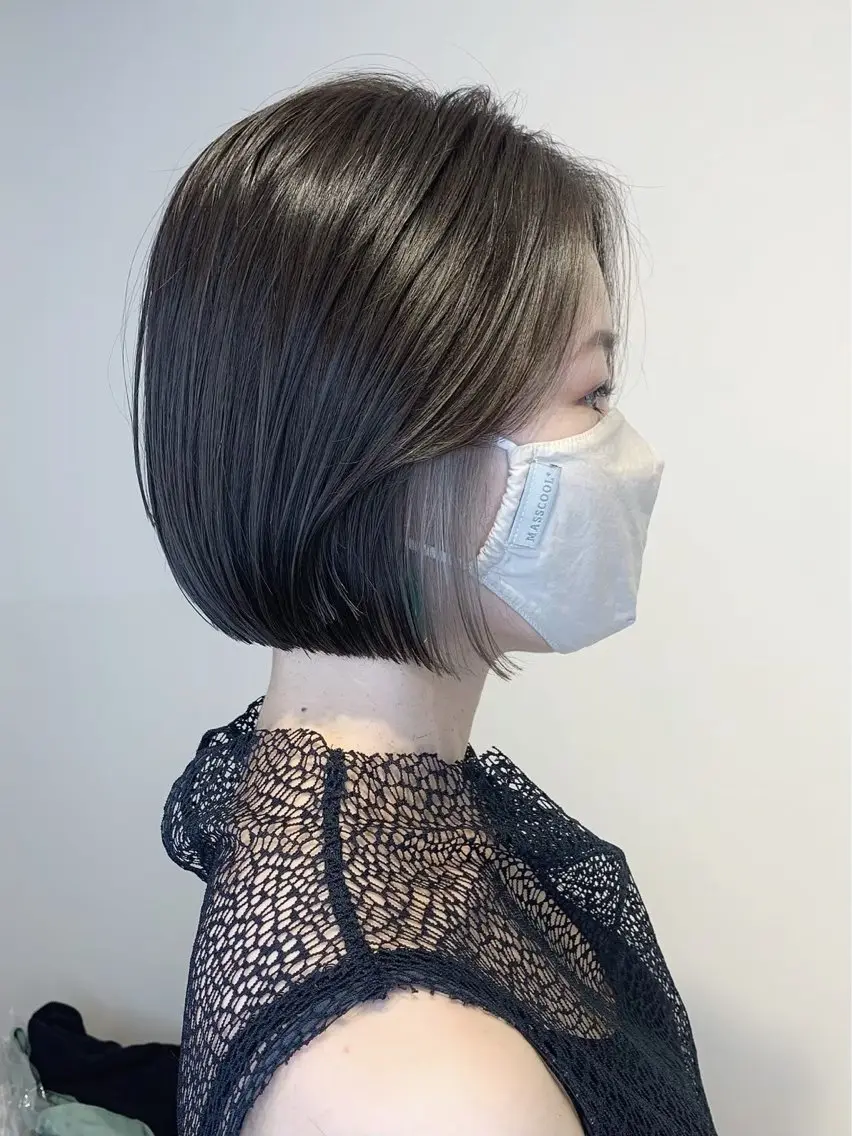 ミディアム 切りっぱなしボブ ボブ ◎ブリーチ・レイヤー 特化TOSHIKI◎のヘアスタイル