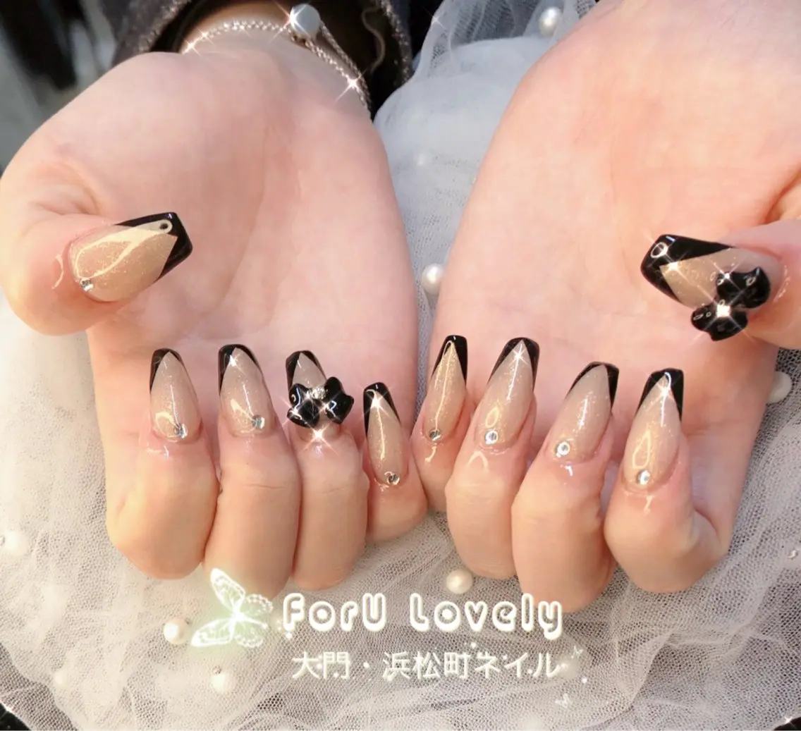 ネイル 桜ネイル フットネイル フレンチネイル ジェルネイル ラメ(グリッター) 大門浜松町 ネイルのネイルデザイン