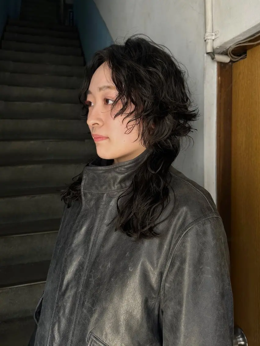 セミロング パーマ セミロングパーマ マレットヘア カット パーマ トリートメント 松本 雪愛のヘアスタイル