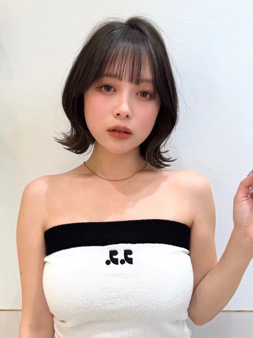 ミディアム カット ヘアカラー トリートメント 新宿/髪質改善/ボブ 韓国レイヤー大重聖斗のヘアスタイル