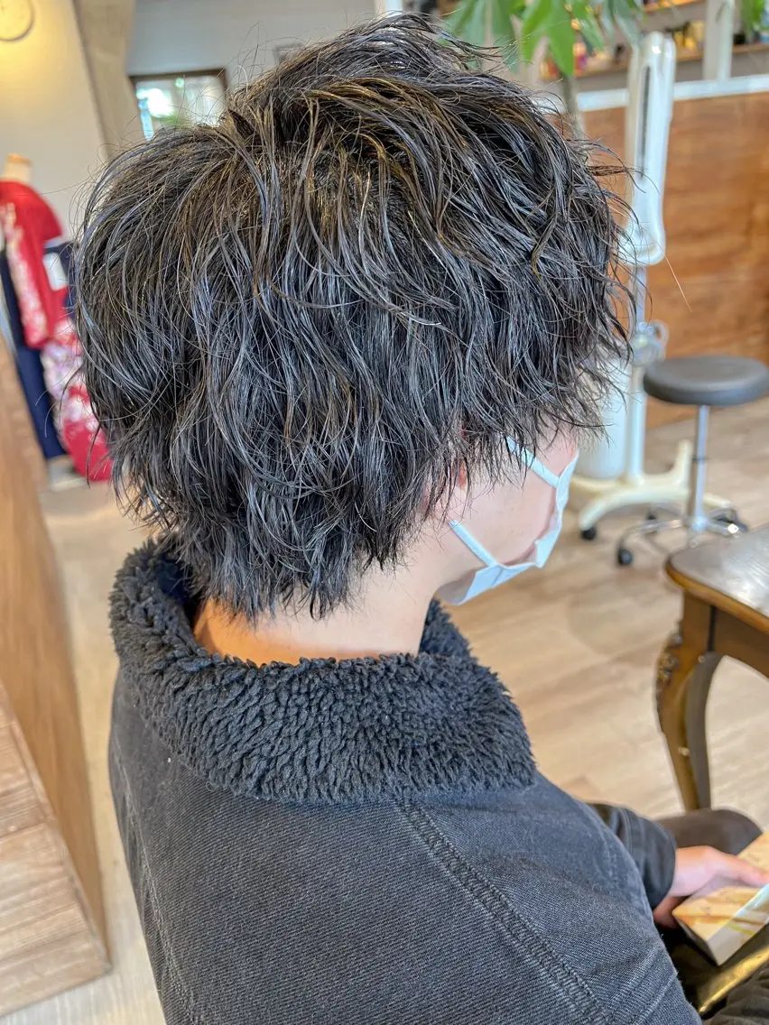 パーマ メンズ パーマ cut/nail ▫️イチカ🌻のネイルデザイン